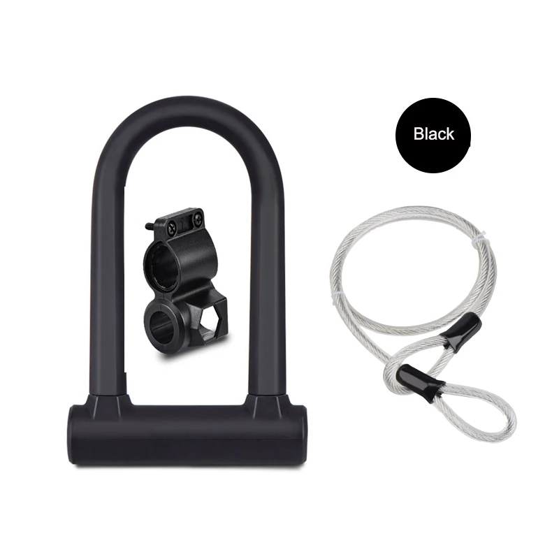 Black Steel cable Велосипедный замок стальной кабель U ключ велосипедный замок кабель цепь управления mtb мотоцикл candado bicicleta vtt velo аксессуары задние motas - Цвет: Black Steel cable