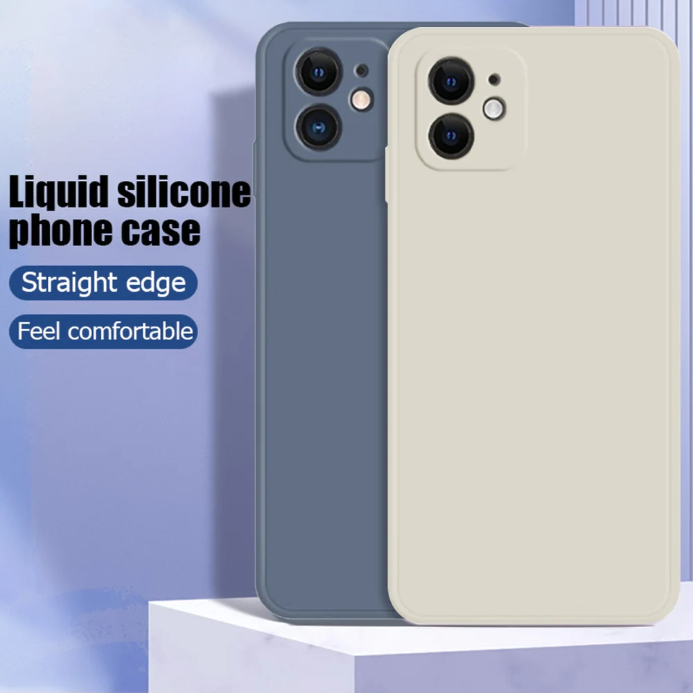 

For iPhone 12 Pro Max 12 case New Luxury Original Square Liquid Silicone Soft Case For iPhone 12 pro 12 mini 12 Matte Back Cover