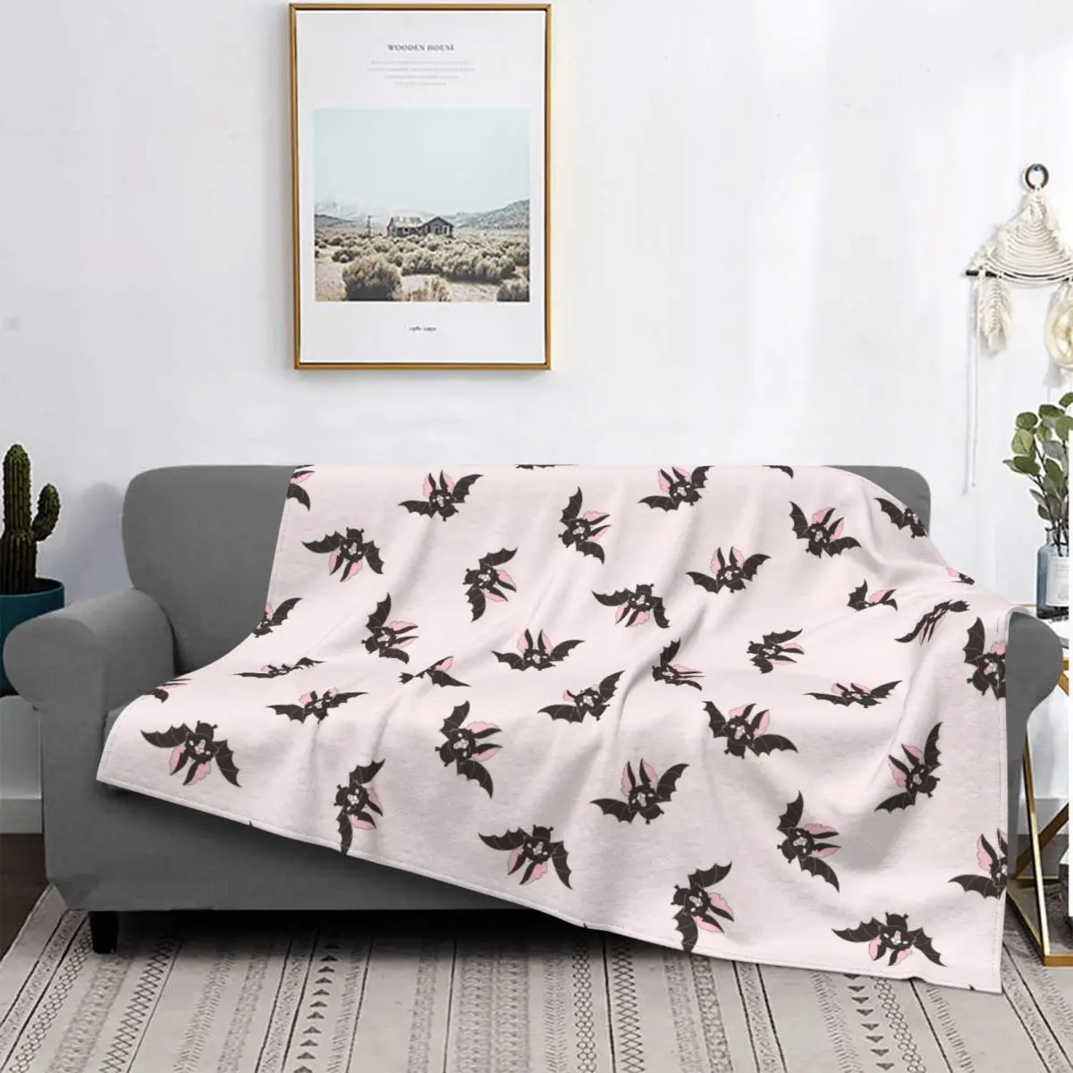 

Bat Halloween Bats Blanket Flannel All Season Flying Vampire Animal Multifunction Lightweight Throw Blanket for Sofa Couch Quilt