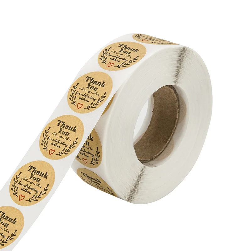 1000 шт натуральный крафт оливковый Круглый Спасибо стикер s этикетки для печати