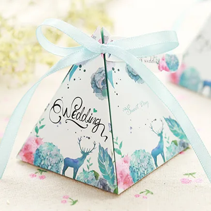 

Romantic Wedding Gift Box Elegant Luxury Decoration Flower Bride Laser Cut Party Sweet Favors Paper Candy blue pink flower