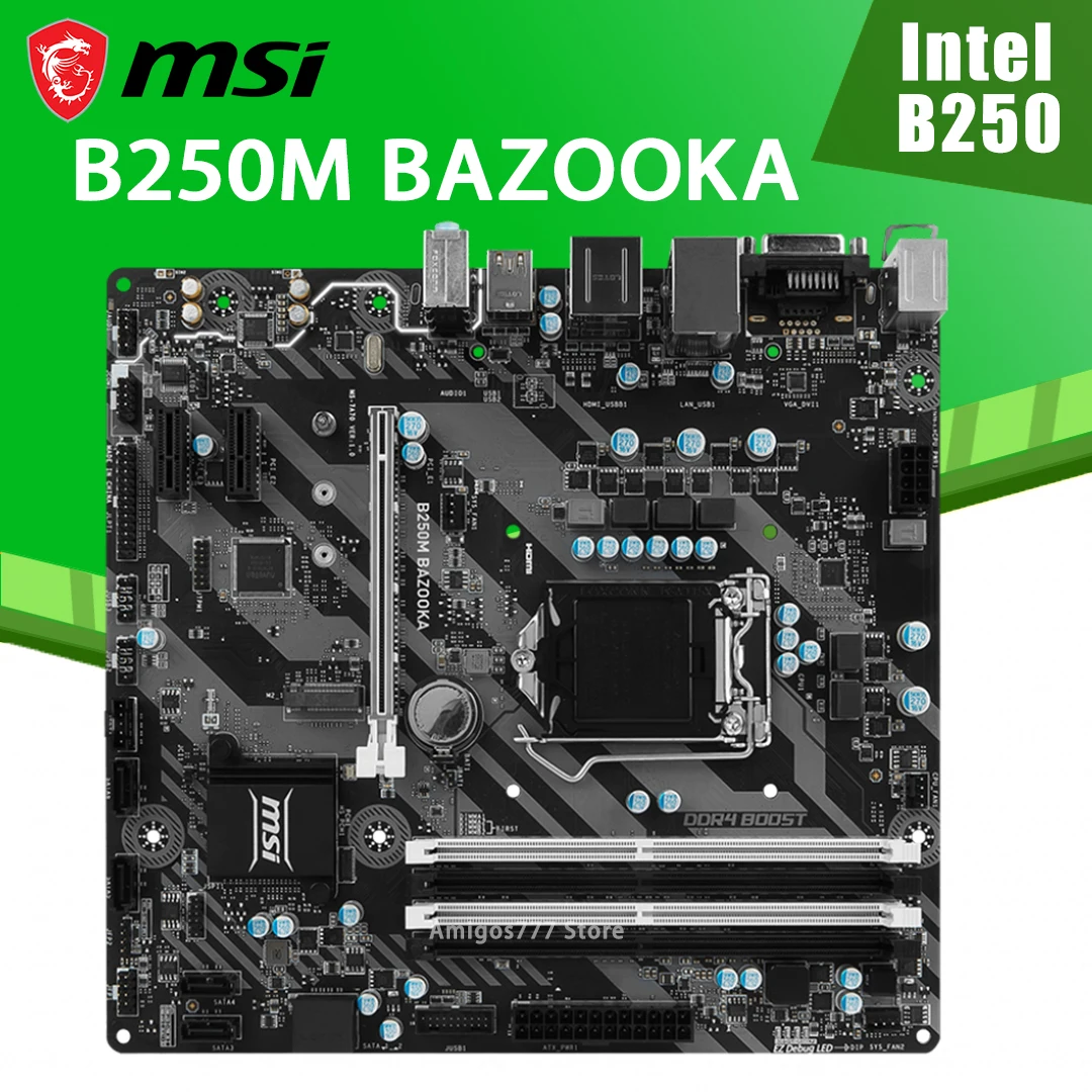 Preise MSI B250M BAZOOKA Motherboard LGA 1151 I7 I5 I3 DDR4 64GB PCI-E 3,0 M.2 SATA III Desktop Intel B250 Placa-Mãe 1151 Micro ATX