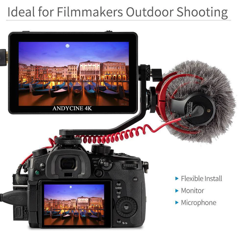 Andycine A6 Plus V2 Field Monitor 5 дюймовый сенсорный экран 4K форма волны / вектор область 3D LUT USB