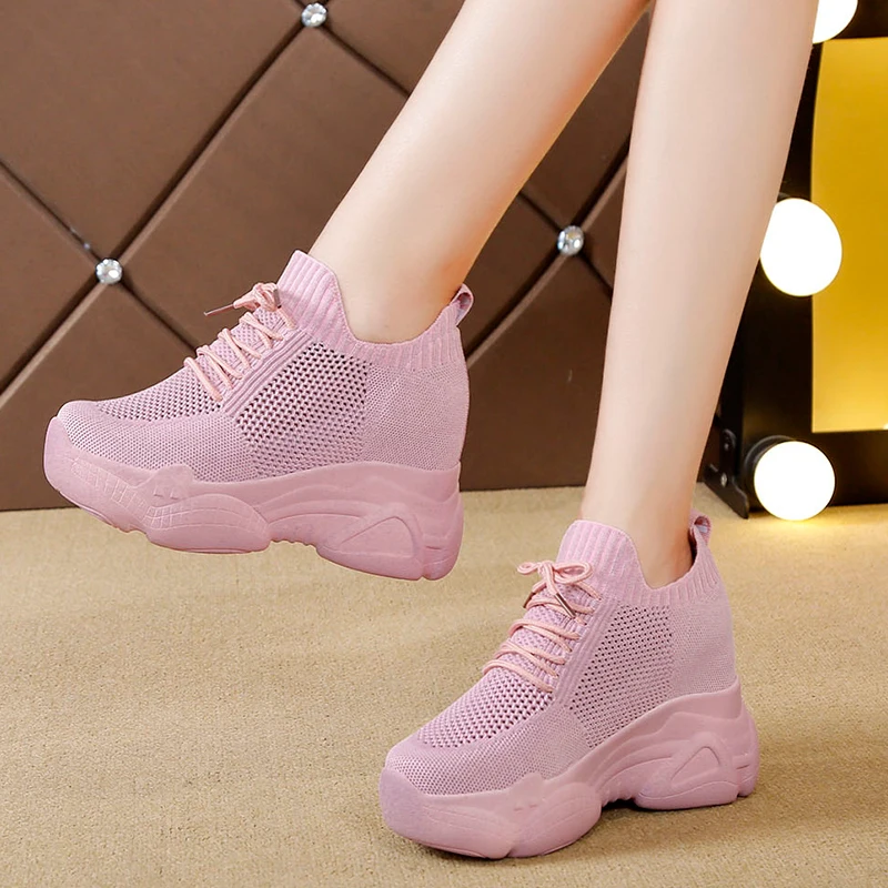 

Rimocy Hidden Heels Platform Sneakers Women Breathable Air Mesh Wedge Sock Shoes Woman 2021 Spring Casual Shoes Zapatos De Mujer