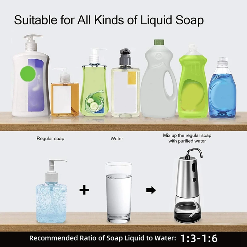 

Automatic Soap Dispenser,8.45 Oz. Contact Free Foaming Soap Dispenser,Rechargeable,for Bathroom Kitchen Hotel Restaurant