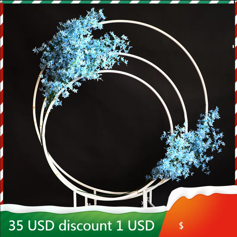 

Новинка 2022, свадебный реквизит, кованое железное кольцо, арка, свадебное фоновое украшение, круглый цветок, дверные украшения