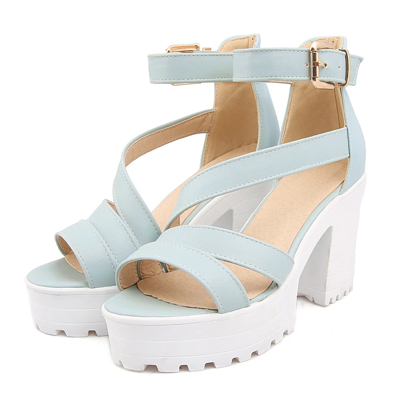 Сандалии на платформе и высоком каблуке размера плюс Женские летние босоножки