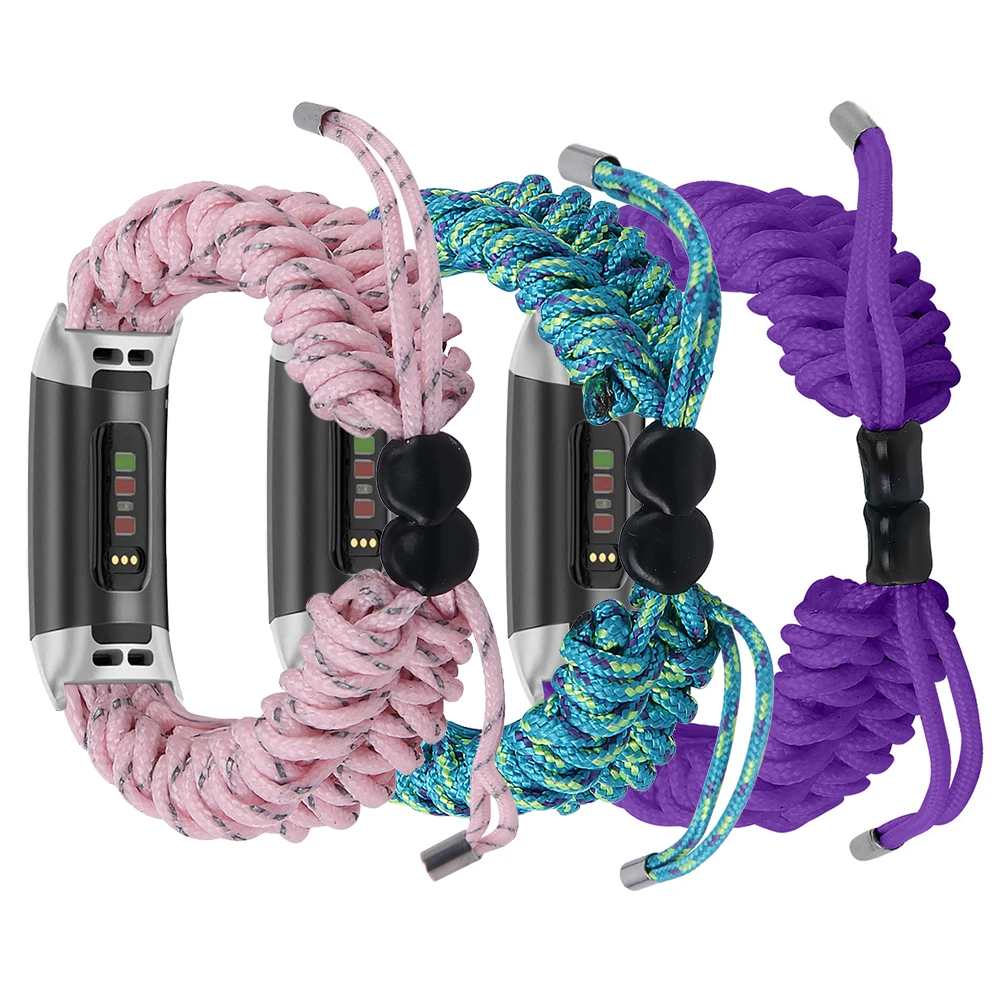 Essidi Customized Braided Umbrella Rope Band For Fitbit Charge 4 3 2 Watch Bracelet Strap For Fitbit Charge 3 4 se Wrist Correa