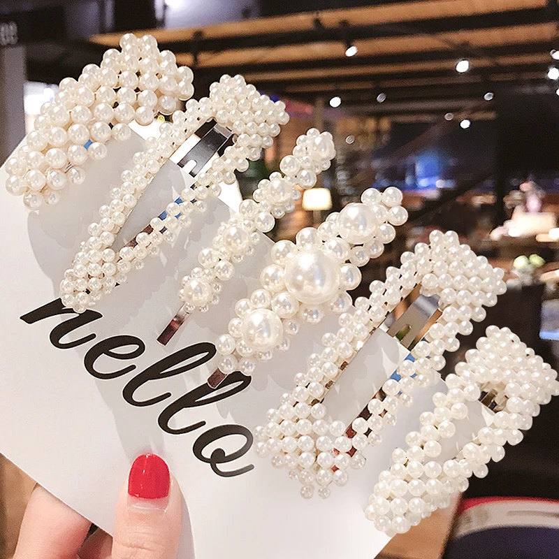 Woman Hairpins Sweet Girl Pearls Hair Holder Bobby Clip Jewelry New Crystal Barrttes Headwear Female Accessories |