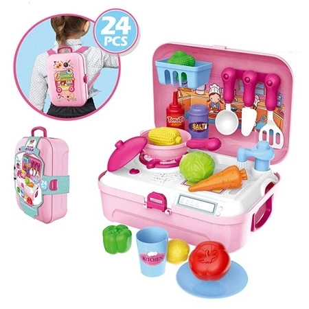 Kitchen Set Детские игрушки для ролевых игр портативный рюкзак Моделирование Медицинский Набор Дети ролевые игры макияж/кухня/шоппинг/доктор игрушки - Цвет: Kitchen Set