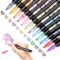 8 12 colors 40120pcsset double line outline pen metallic color highlighter magic marker pen for art painting writing supplies