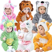 Baby Cartoon Romper Newborn Hooded Infant Clothing Boys Girls Pajamas Animal Onesie Jumpsuit Panda Costumes Flannel Baby Rompers