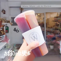 10pcs double grid transparent packaging drinking couple cup thick plastic cups 700ml birthday party juice milk tea cup with lid