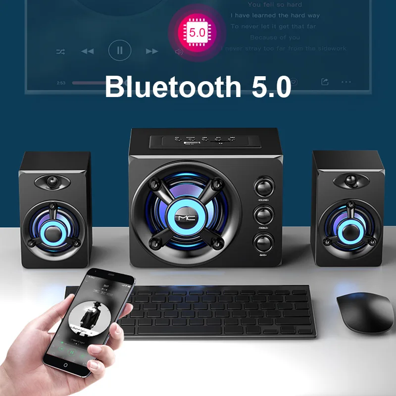 Najtaniej 2020 LED Połączenie Komputera Głośniki AUX USB Przewodowy Bezprzewodowy Bluetooth Audio System Zestaw Kina Domowego Surround Zestaw Głośnikowy Typu SoundBar Dla PC Telewizor Z Dostępem Do Kanałów Subwoofer Boombox