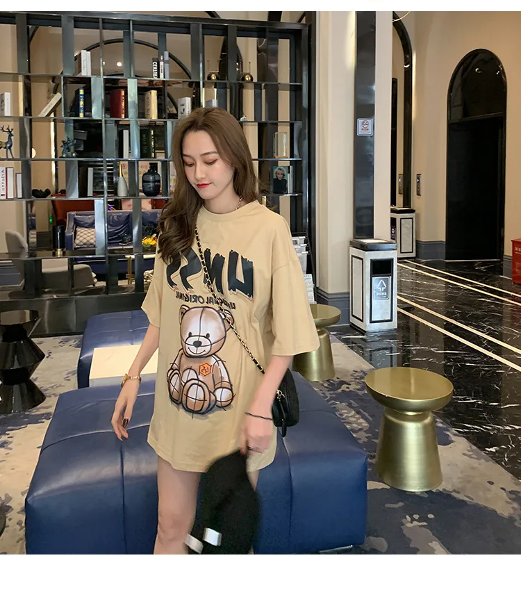 

Cotton short-sleeved t-shirt women loose new mid-length half-sleeved topCotton short-sleeved t-shirt loose new half-sleeved top