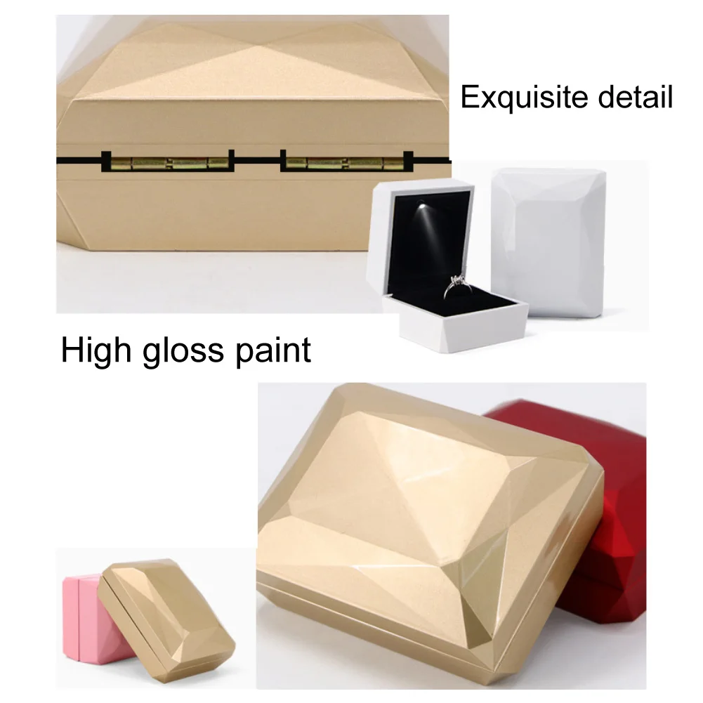 Светодиодный держатель для колец с ромбовидной поверхностью коробка хранения