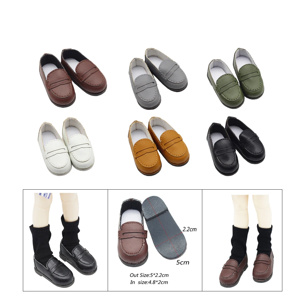 

1/6 BJD Doll PU Shoes Fit 30cm BJD Dolls and 15cm Plush EXO Dolls Toy Shoes Accessories 5.0*2.2cm