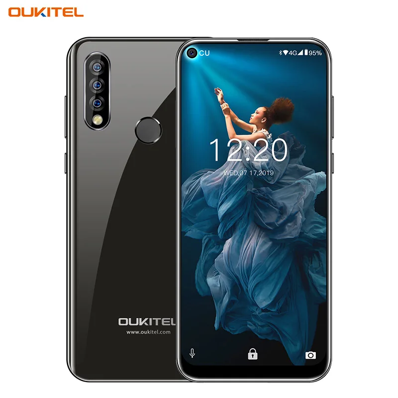 Black OUKITEL C17 Pro 4 Гб 64 Гб мобильный телефон 6,35 ''полный экран распознавание лица отпечатков пальцев Android 9,0 13MP двойная камера 4G сеть 2.4GH 5G Wifi - Color: Black
