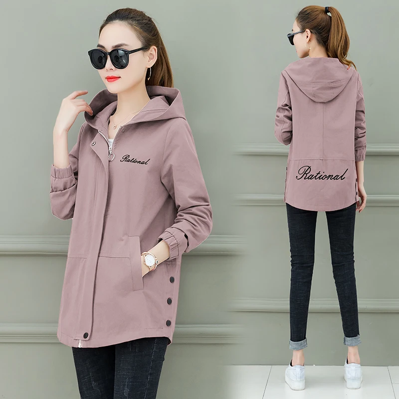 

Trench Lady Overcoat Woman Outwear Long Windbreaker New Women'S Clothing Leisure Spring Clothes Hooded Coat Casual Trenches