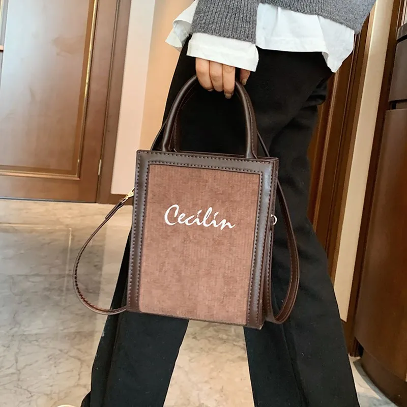 

Winter New Fashion Women's Crossbody Bag Luxury Brand Hit Color Tote Bags Lady High Quality Corduroy Shoulder Handbag Sac A Main