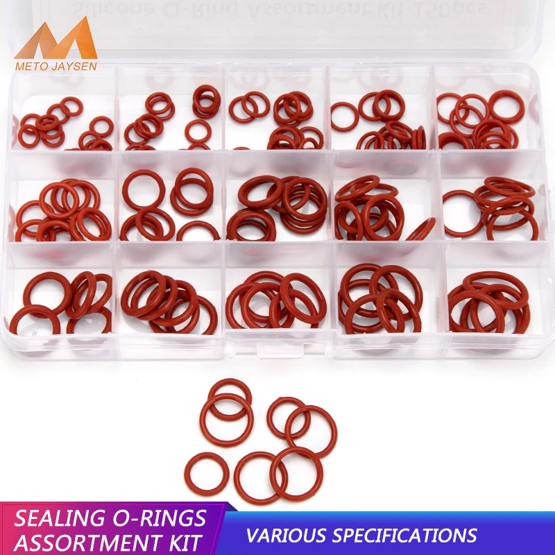 

PCP Paintball Sealing Silicone O-rings OD 6mm-30mm CS 1.5mm 1.9mm 2.4mm 3.1mm Red Gasket Replacements 15 Sizes 150PCS/SET HG010
