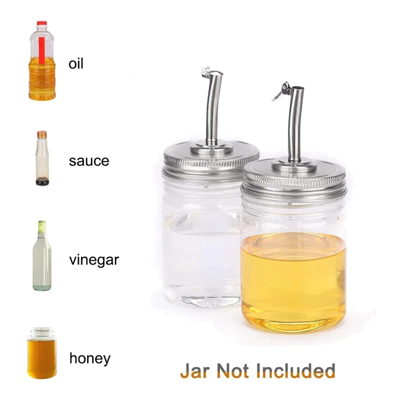 

4 PCS Mason Jar Pour Spout Lids Oil Infusion Lids 86mm Mouth Bottle Cap Cover Oil Pour Spout Dispenser with Caps