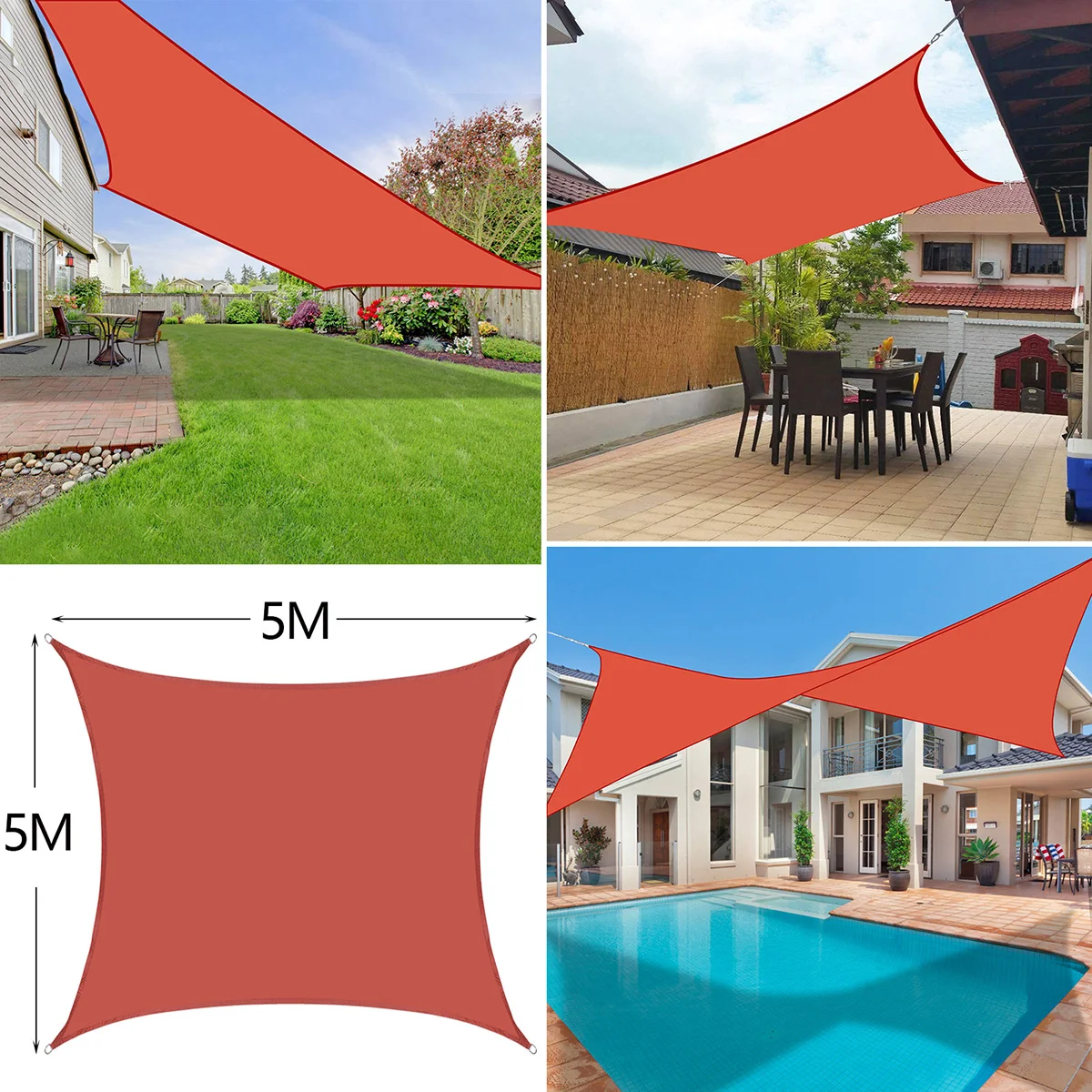 

5X5M 4200D Waterproof SqureShade Sail Garden Terrace Canopy Swimming Sun Shade Camping Yard Sail Awning Garden Parasol