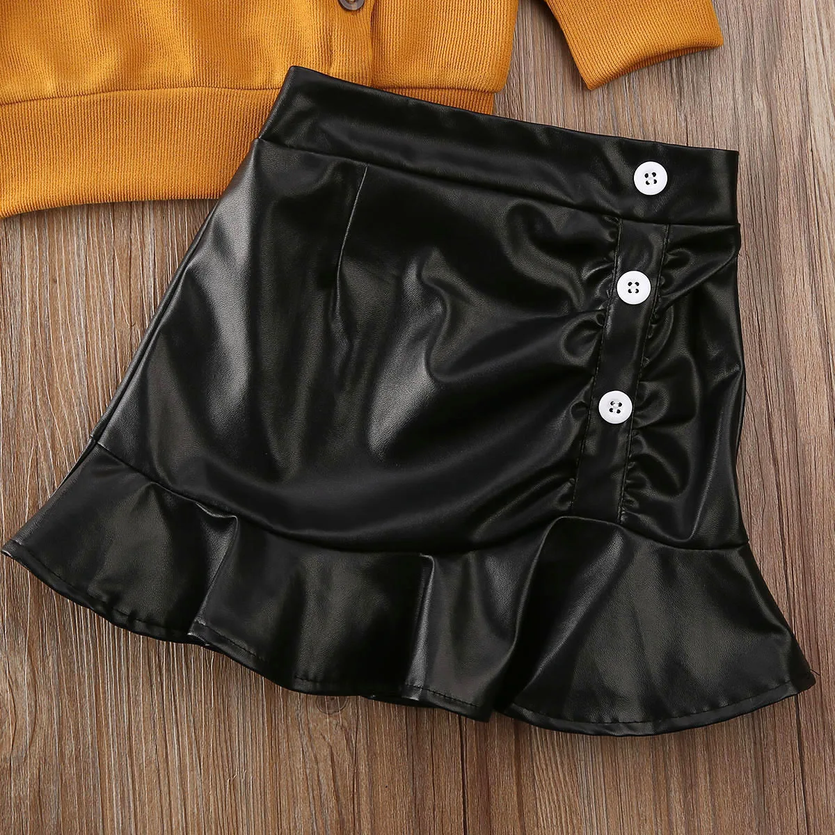 2 шт. кожаные топы и юбка-пачка из ПУ кожи | Детская одежда обувь