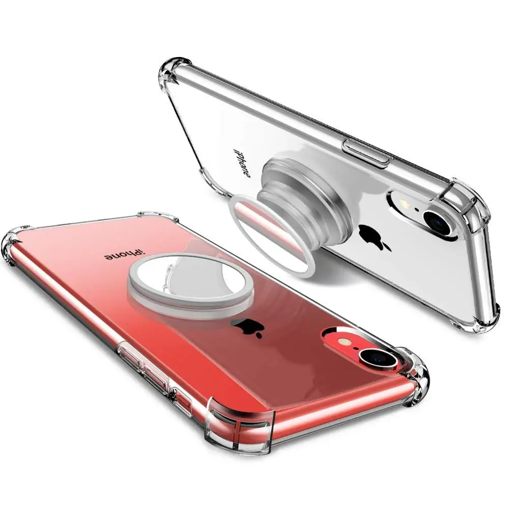 Прозрачный чехол подставка для телефона s iPhone XR XS Max 7 8 Plus X Мягкий защитный из ТПУ с
