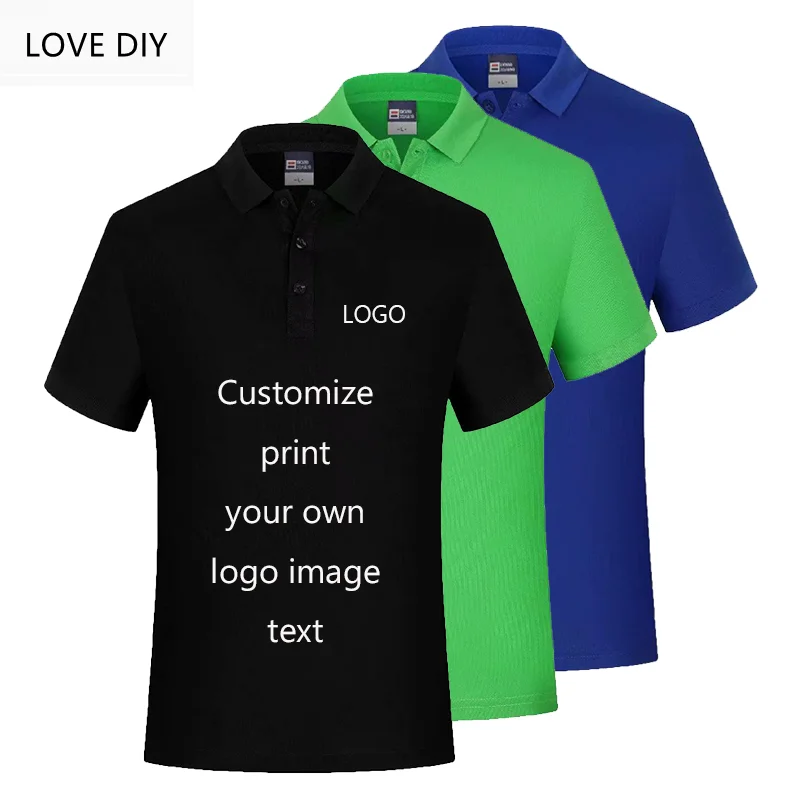 

Customized/Printed DIY Brand Text Men's and Women's Polo Shirt Personalized Logo Short Sleeve Polo Collar Shirt