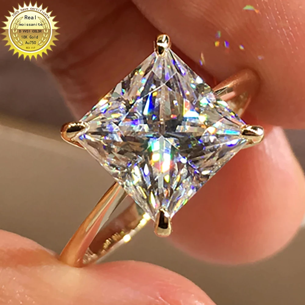 

10K Au417 золотые кольца 1 2 3 4 5 карат Принцесса квадратный D Цвет VVS Муассанит бриллиант обручальное кольцо для свадьбы вечеринки юбилея