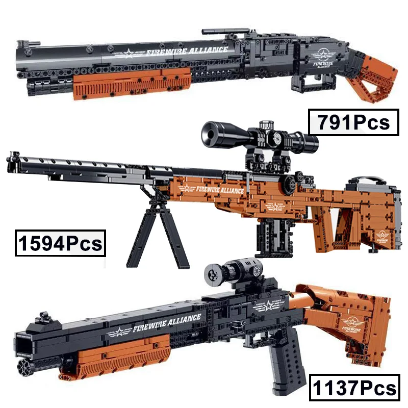 Cheap Military Series WW2 AWM Sniper Rifle M4 Shotgun Fire Bullets 98K Model Building Blocks Winchester Gun PUBG SWAT Toys Boys Gift