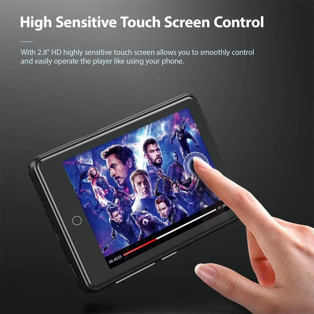 RUIZU 32GB Large Memory MP3 Player Bluetooth HiFi Lossless Music 2.8 inch Touch Screen Built-in Speaker Portable MP3 Players enlarge