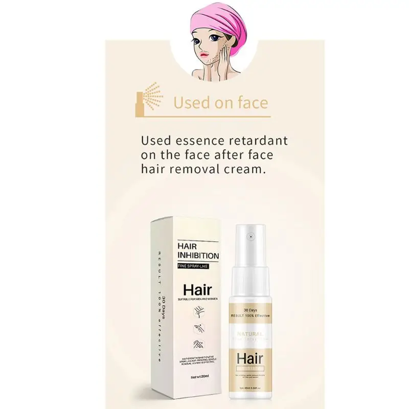 

20ml Hair Growth Inhibitor Spray Natural Ingredients Hair Removal Essence Skin Moisturizing Nourishing for Whole Body