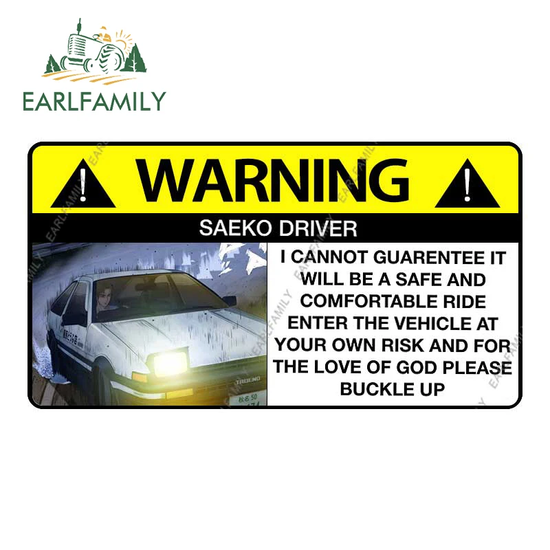 

EARLFAMILY 13cm x 7.1cm for Drift Anime Decal Windshield Waterproof Cartoon Car Stickers Motorcycle Auto Vinyl Car Accessories