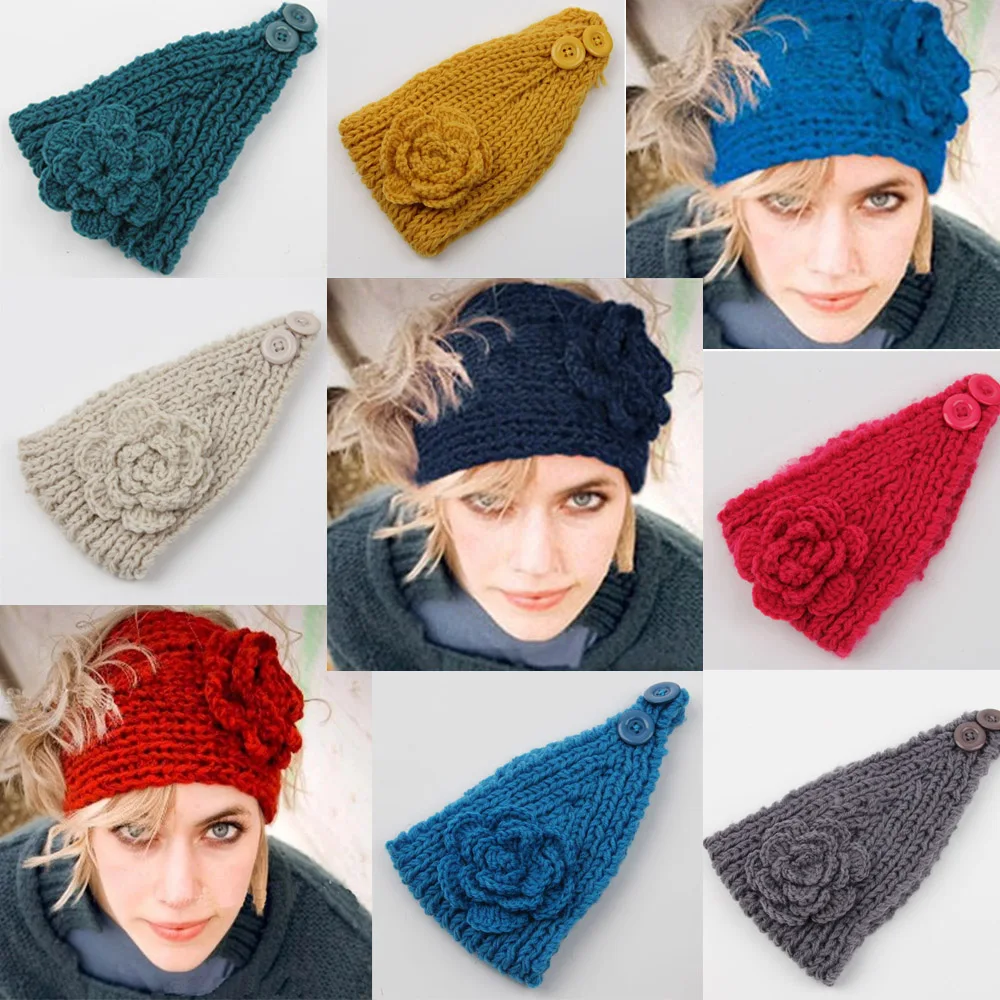 

Autumn Warm Woolen Headbands Winter Knitted Crochet Earmuff Turban Hair Bands Headwrap For Women Adult Head Band Warmer Ear