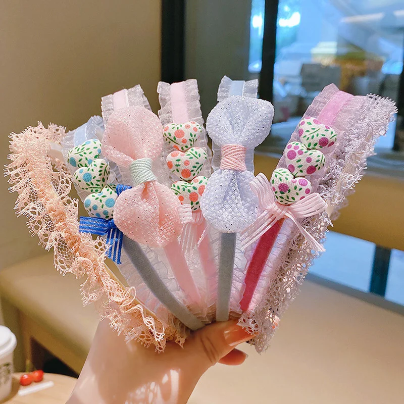 

Girl Bow Headband Children's Cute Hair Accessories Solid Color Yarn Hair Hoop Princess Hairband Students' Fashion Headwear