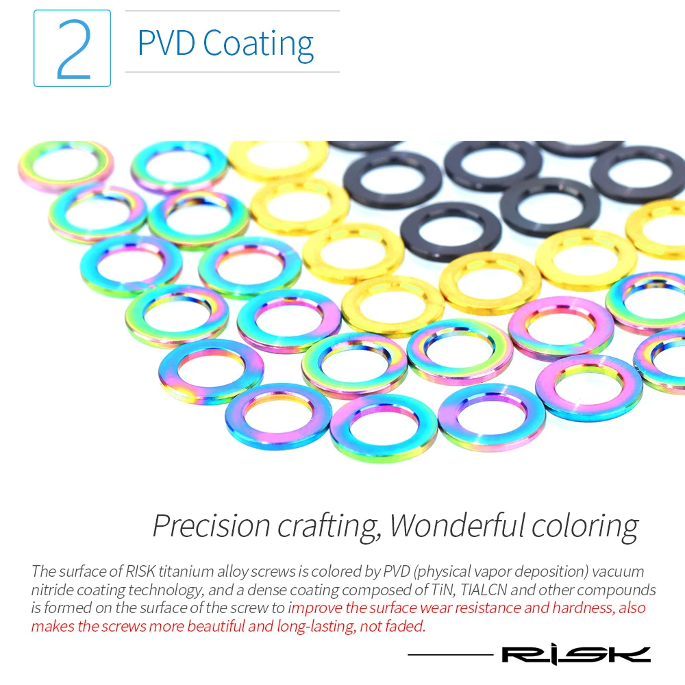RISK 10 шт./компл. дорога горный велосипед из титанового сплава плоская шайба для M5 /