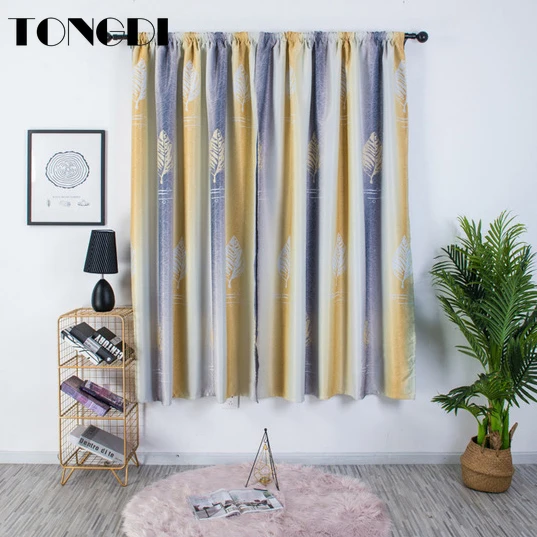 Затемненная занавеска TONGDI с принтом большие градиентные занавески листочками