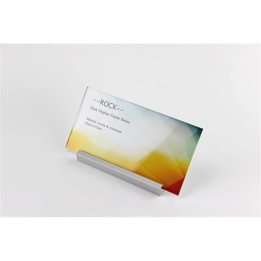 

200*100mm Label Holder Aluminium Metal Tabletop Desktop Display Rack Acrylic Sign Label List Holder Showing Stand Label Frame