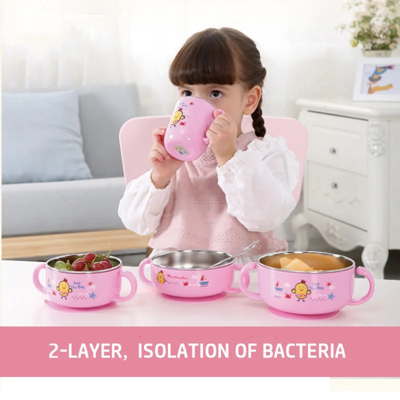 4 шт . детская посуда для кормления чаша чашка ложка шлифовальный стержень набор