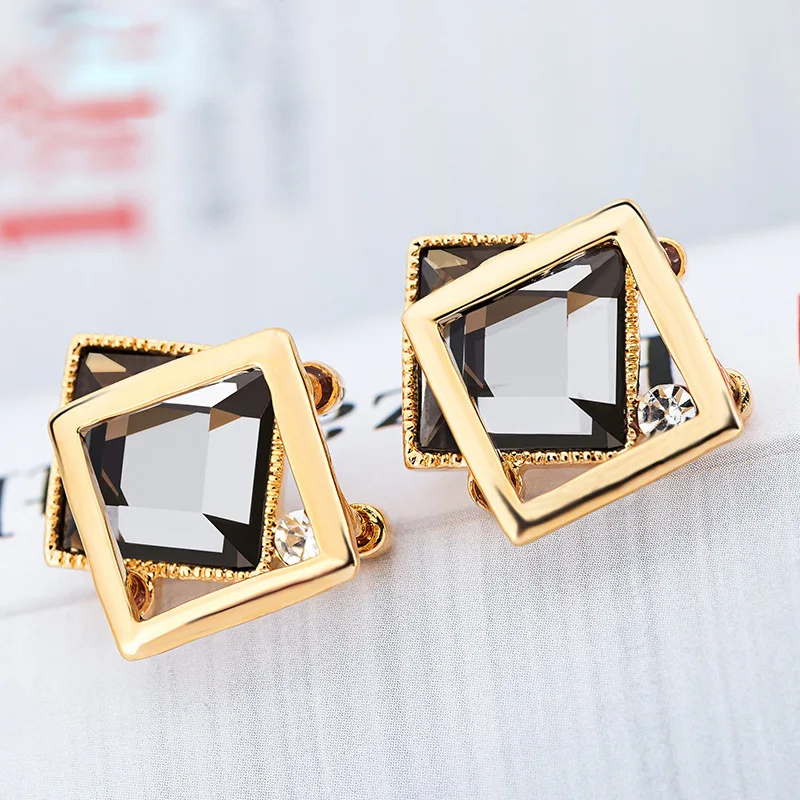 Korean Fashion Hypoallergenic Crystal Square Stud Earrings Gifts for Women Charm Small Earring Jewelry | Украшения и аксессуары