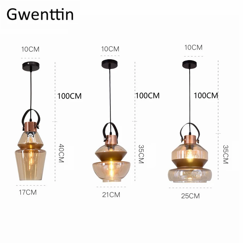

Modern Glass Pendant Lights Loft Industrial Home Decor Nordic Hanging Lamp for Dining Room Kitchen LED Light Fixtures Luminarias