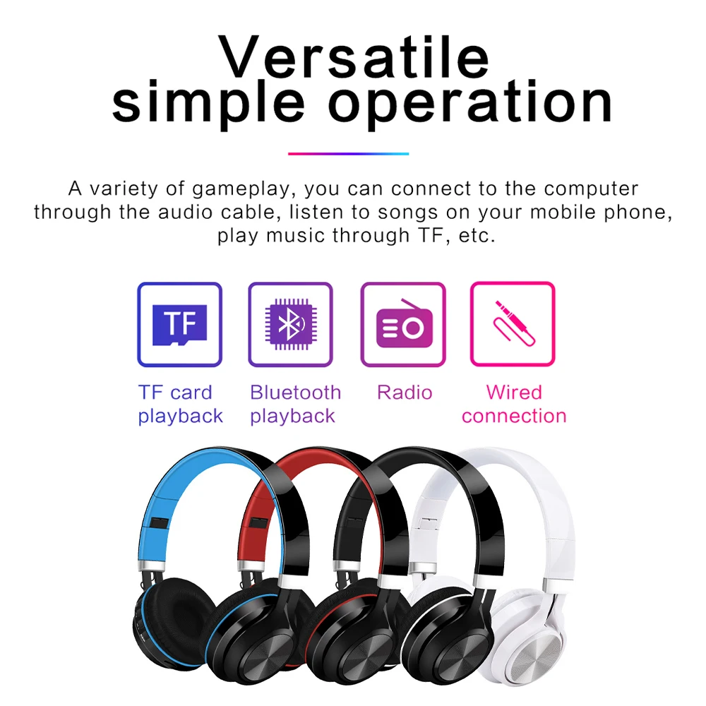 

Wireless Bluetooth 5.0 Headphones Foldable Noise Cancelling Music Bass Stereo Subwoofer Gaming Headphone for Computer phone