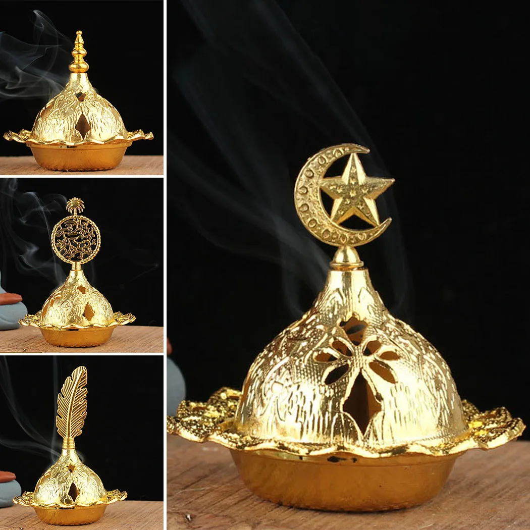 

1*Incense Burner H 6.4cm Vintage Metal Incense Burner Metal Home Fragrances Diffuser Buddhism Incense