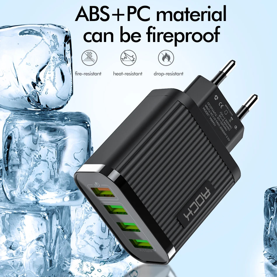 ROCK USB зарядное устройство быстрая зарядка QC 3 0 супер 4 порта портативный мобильный