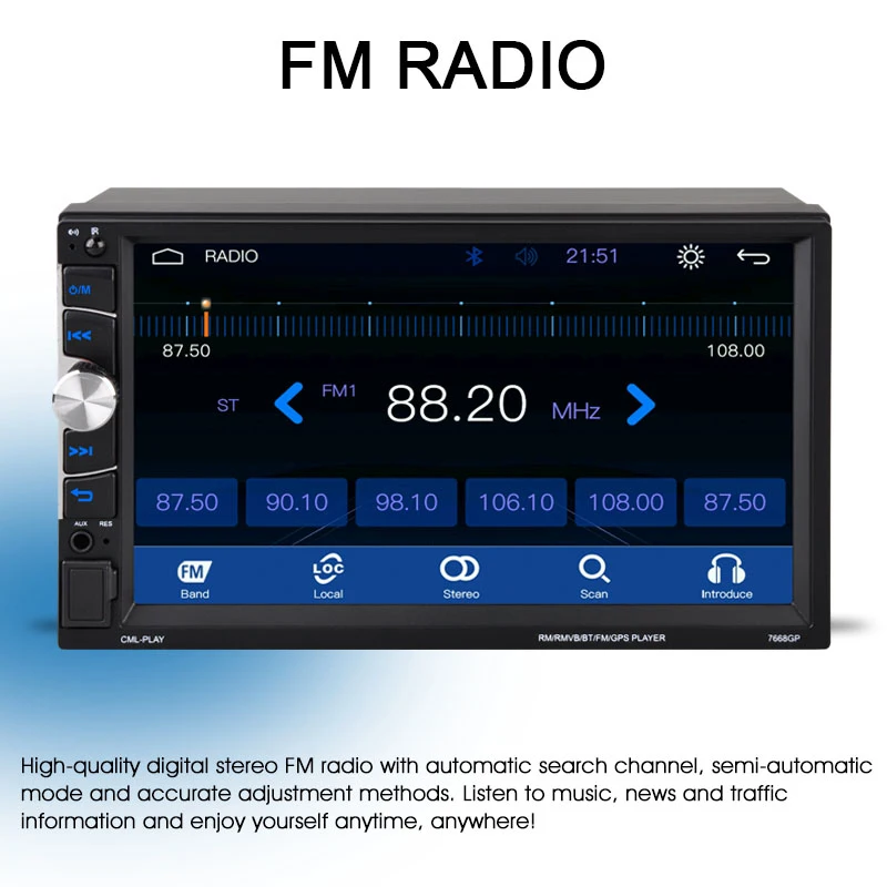 Автомагнитола 2 Din 7-дюймовый мультимедийный mp5-плеер Авторадио для Android MirrorLink