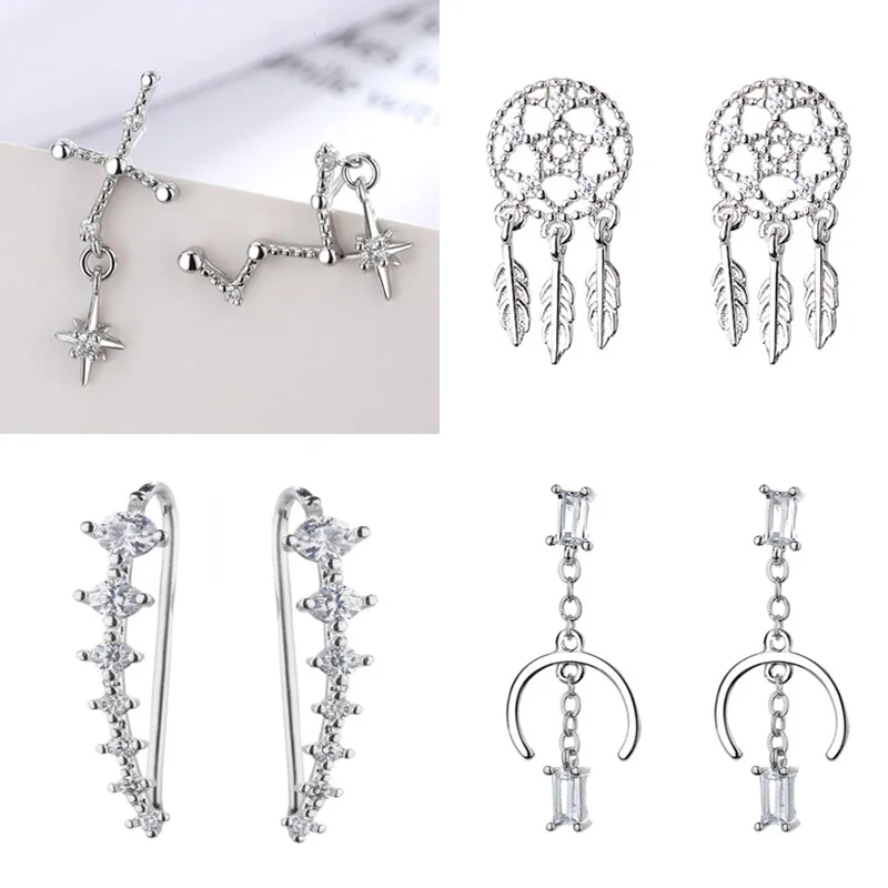 

Wholesale 20pcs/lot DHL Shipping Latest Design 100% Real 925 Sterling Silver Earrings CZ Crystal Women Quality Jewelry 210519-2