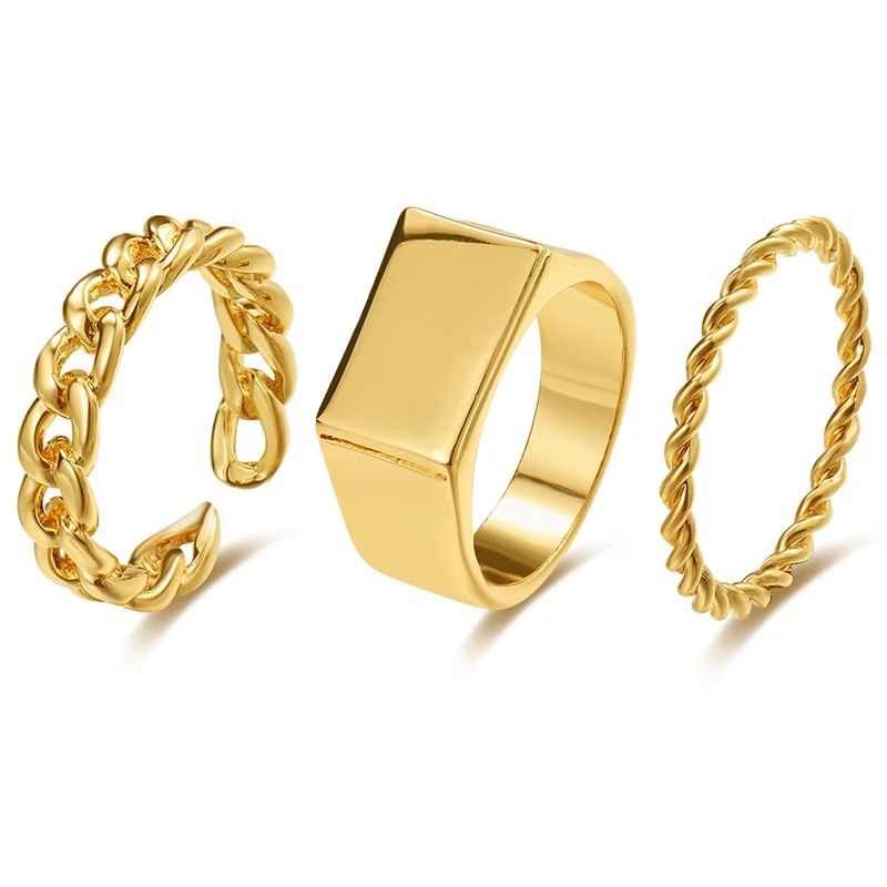 

Vienkim Trendy Gold Geometric Chain Rings For Women Fashion Adjustable Ring 2021 NEW Jewelry Finger Gifts Accessories Gifts