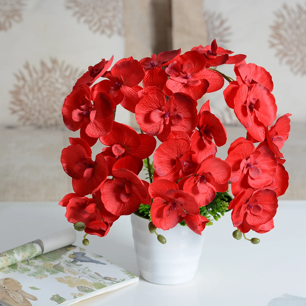 

Artificial Silk White Orchid Flowers High Quality Butterfly Moth Phalaenopsis Fake Flower for Wedding Home Festival Decoration